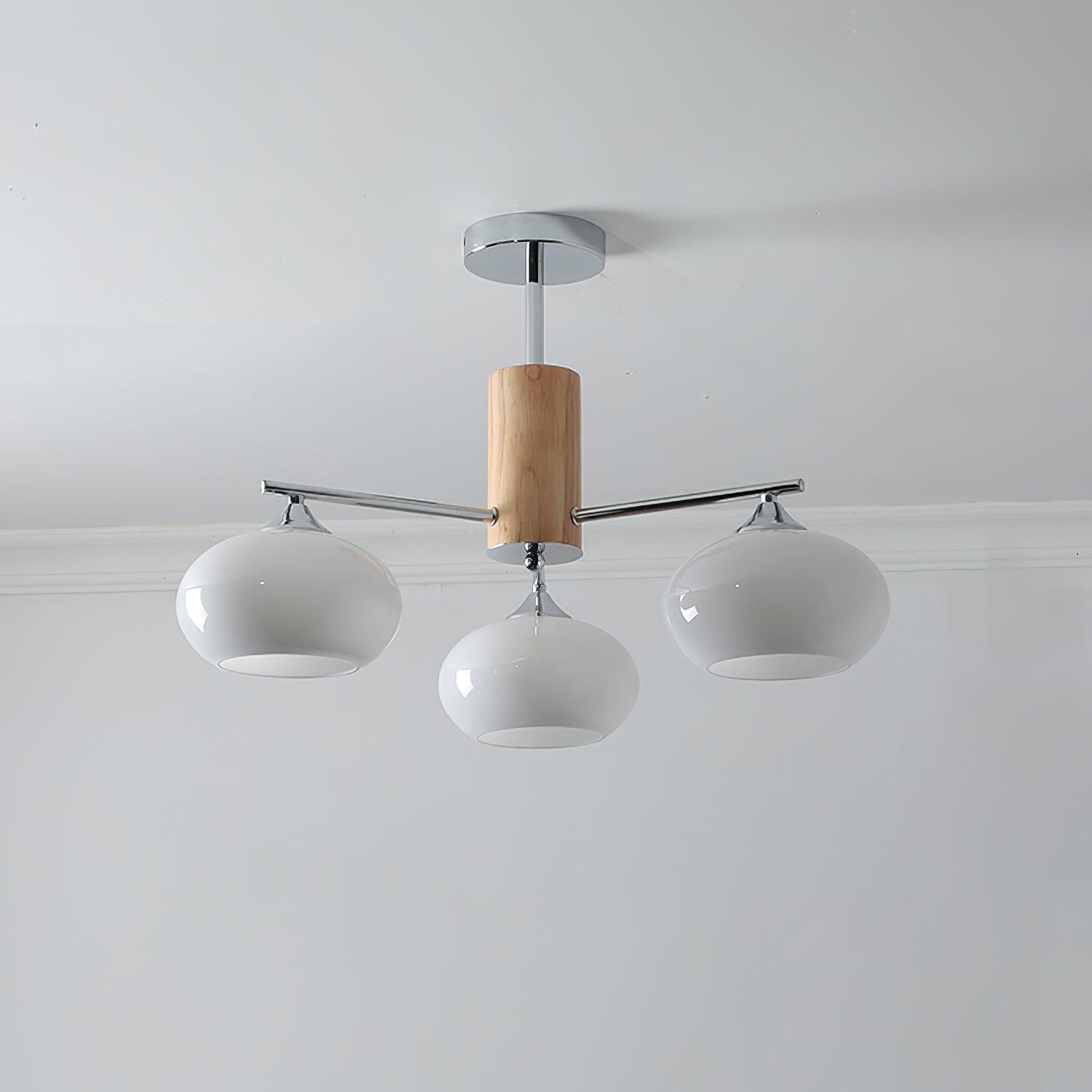 Elliptical Persimmon Chandelier with Adjustable Brightness — front view
