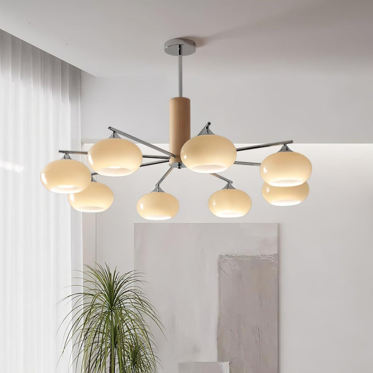 Elliptical Persimmon Chandelier with Adjustable Brightness