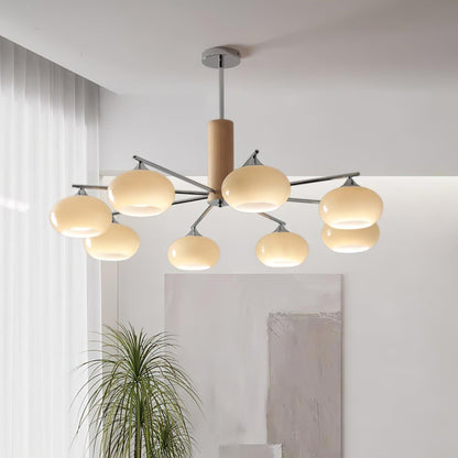 Elliptical Persimmon Chandelier with Adjustable Brightness