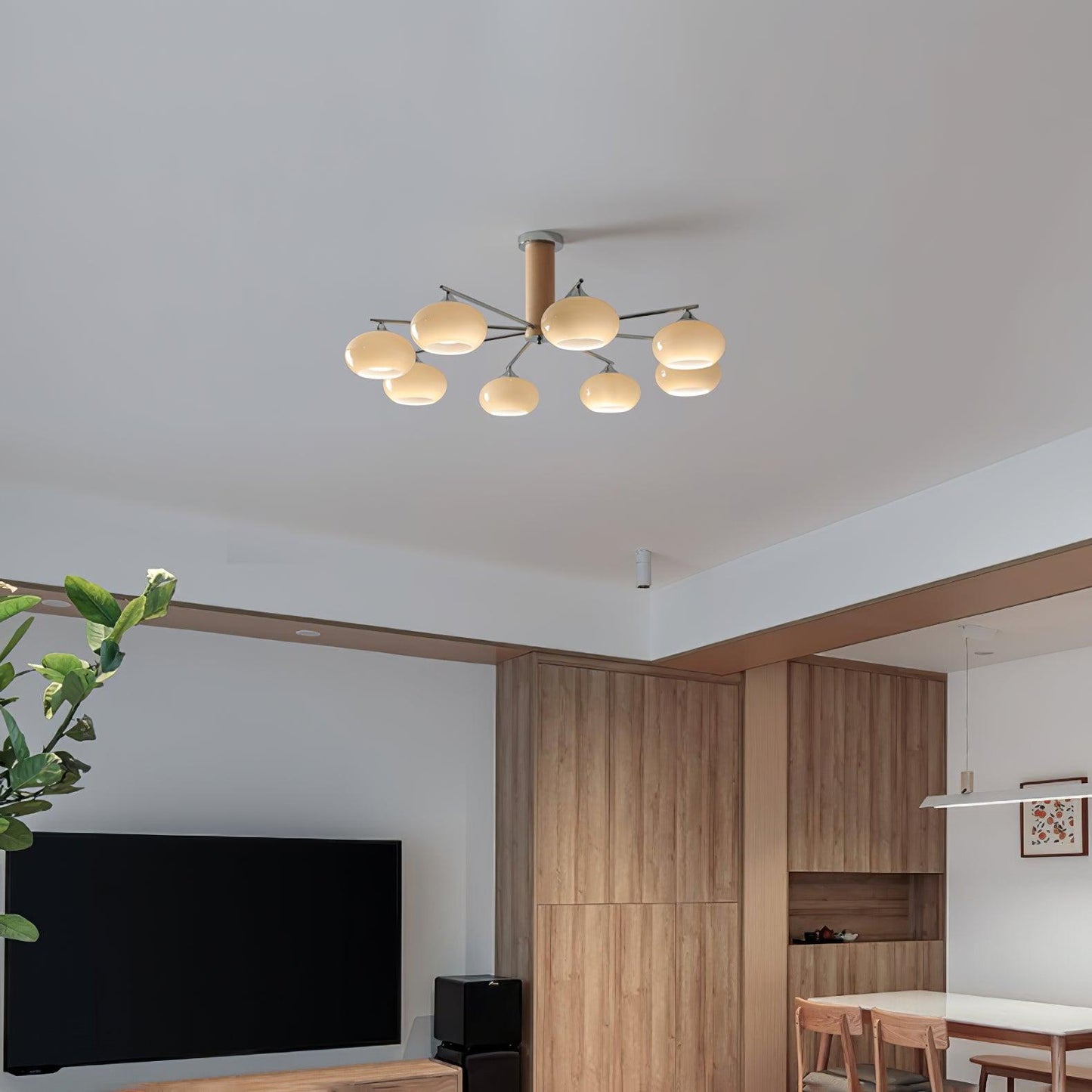 Elliptical Persimmon Chandelier with Adjustable Brightness