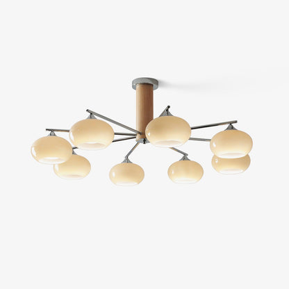 Elliptical Persimmon Chandelier with Adjustable Brightness