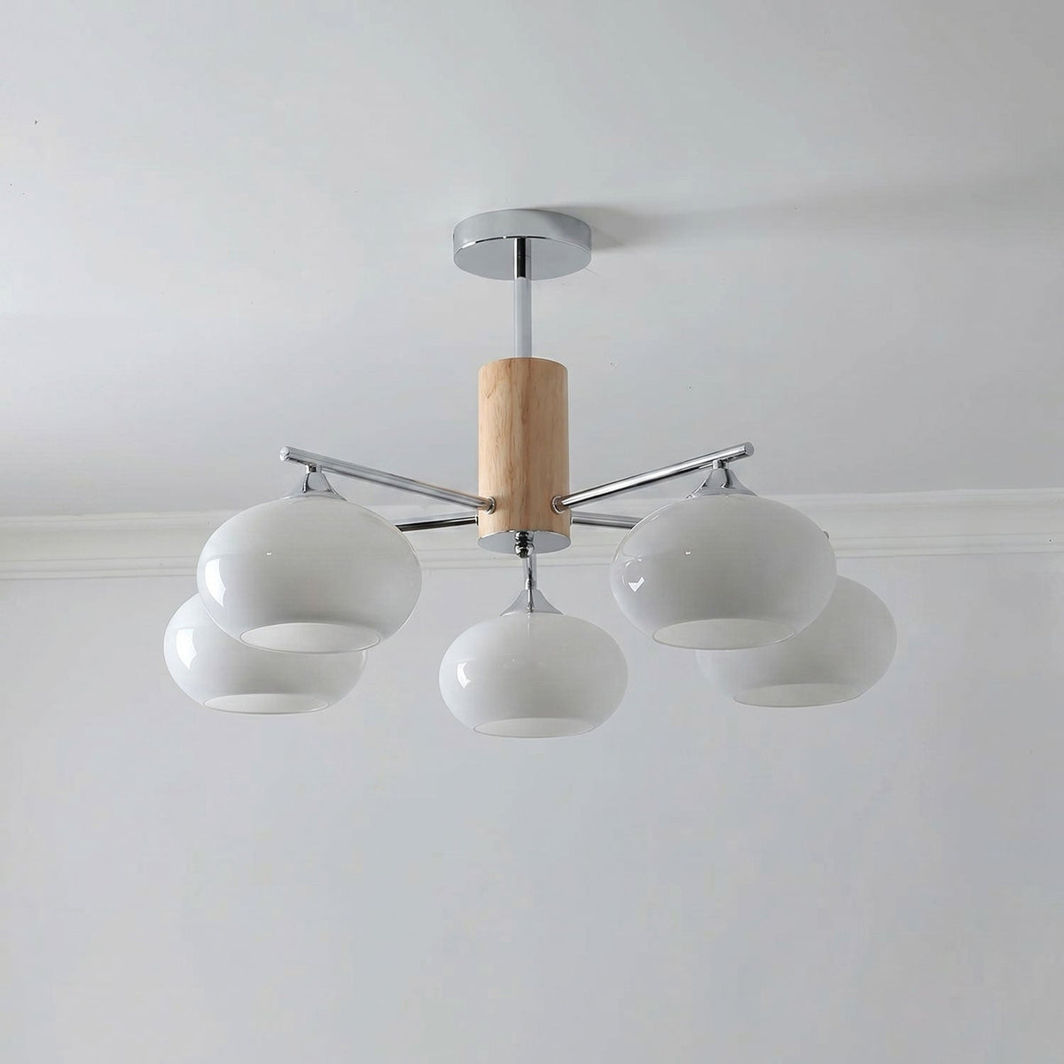 Elliptical Persimmon Chandelier with Adjustable Brightness — detail view