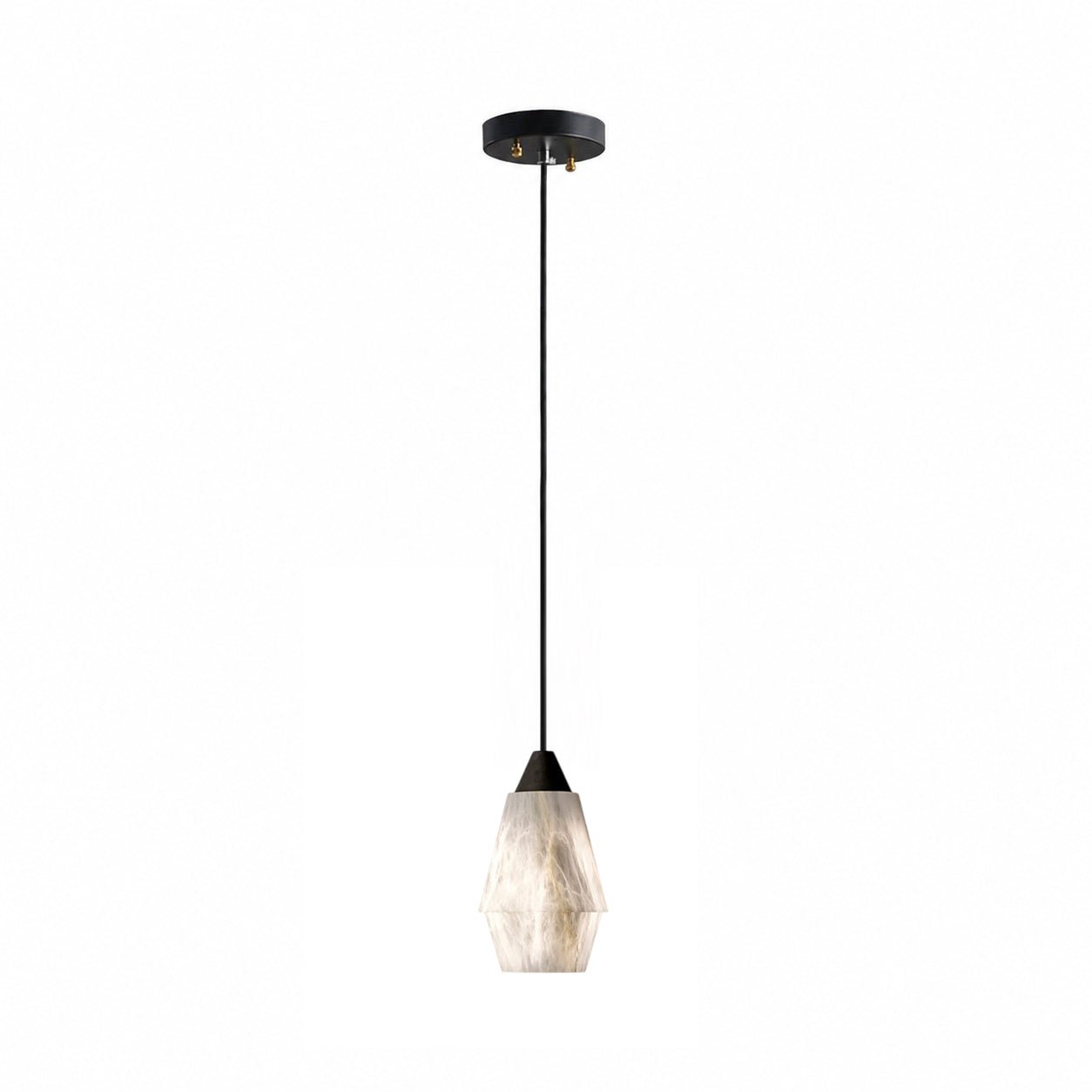 Faceted Alabaster Cluster Chandelier with Adjustable Height — front view