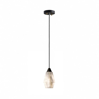 Faceted Alabaster Cluster Chandelier with Adjustable Height — front view