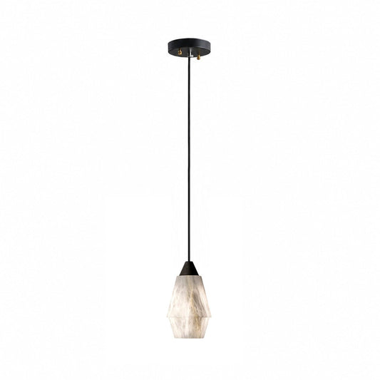 Faceted Alabaster Cluster Chandelier with Adjustable Height — front view