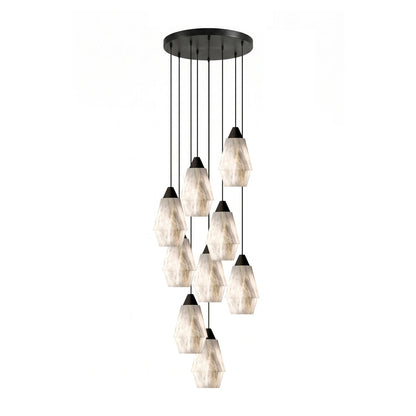 Faceted Alabaster Cluster Chandelier with Adjustable Height — lifestyle view