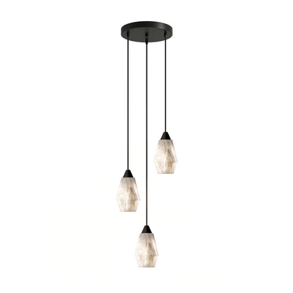 Faceted Alabaster Cluster Chandelier with Adjustable Height — side view
