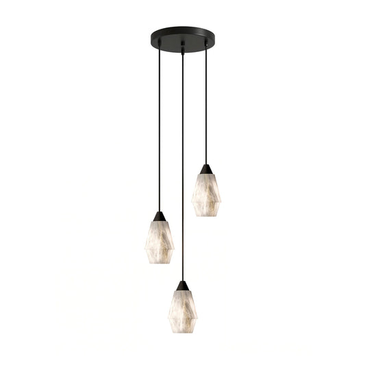 Faceted Alabaster Cluster Chandelier with Adjustable Height — side view