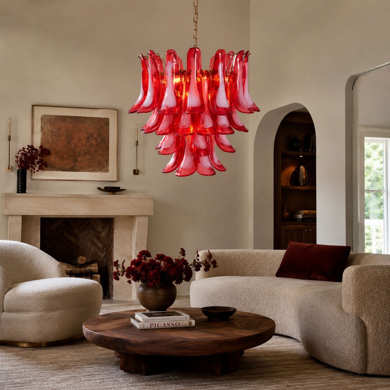 Glass Chandelier with Crystal Accents — detail view