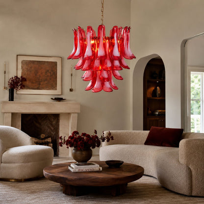 Glass Chandelier with Crystal Accents — detail view