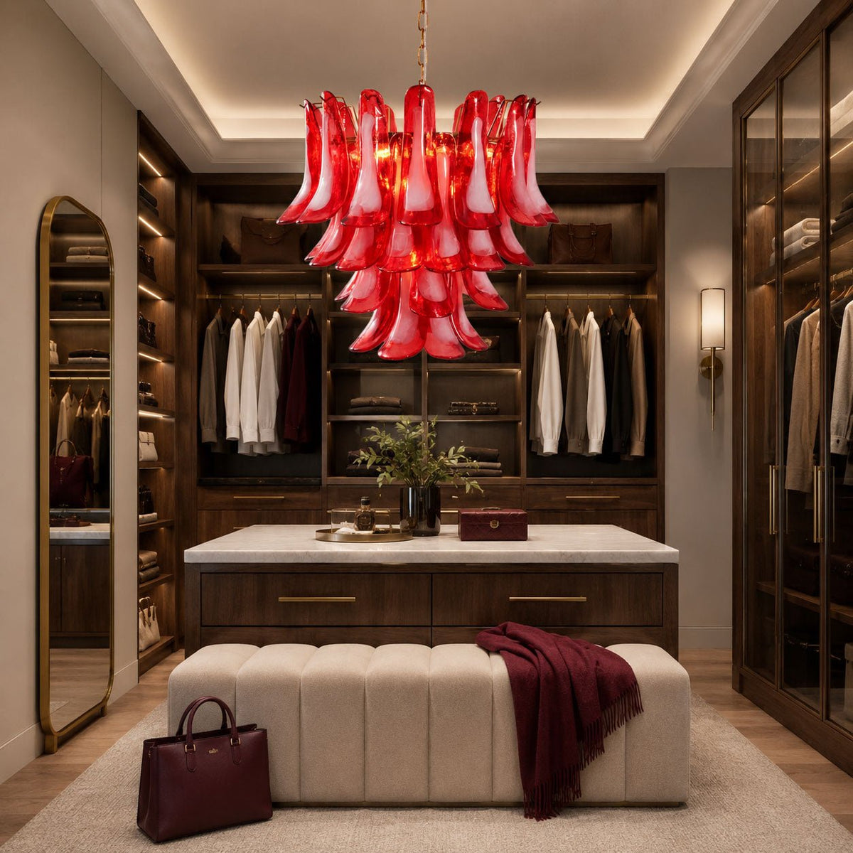 Glass Chandelier with Crystal Accents
