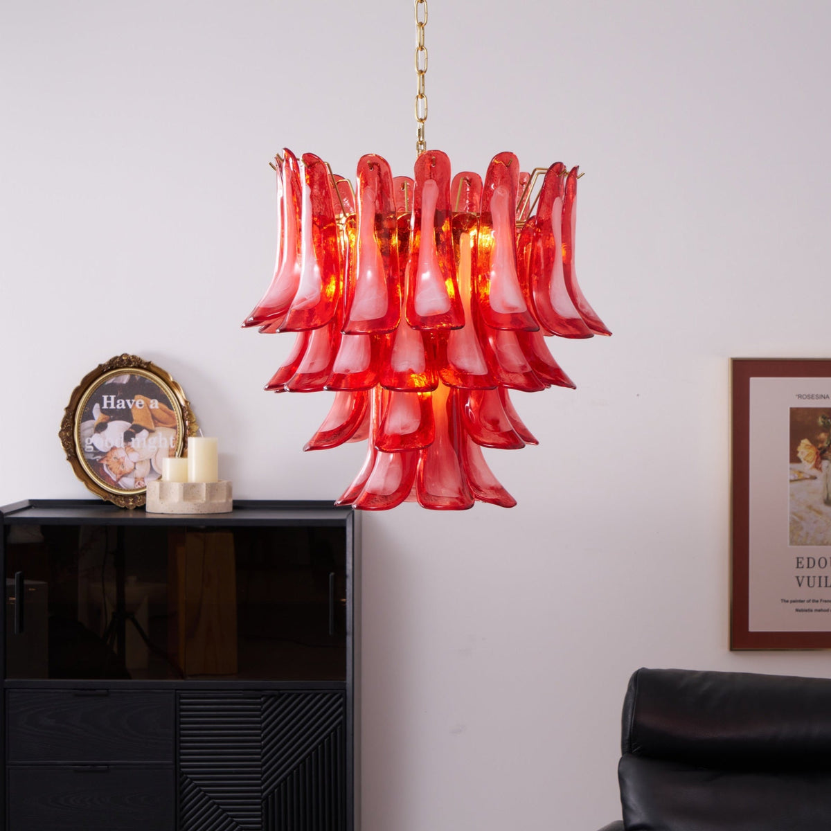 Glass Chandelier with Crystal Accents — front view