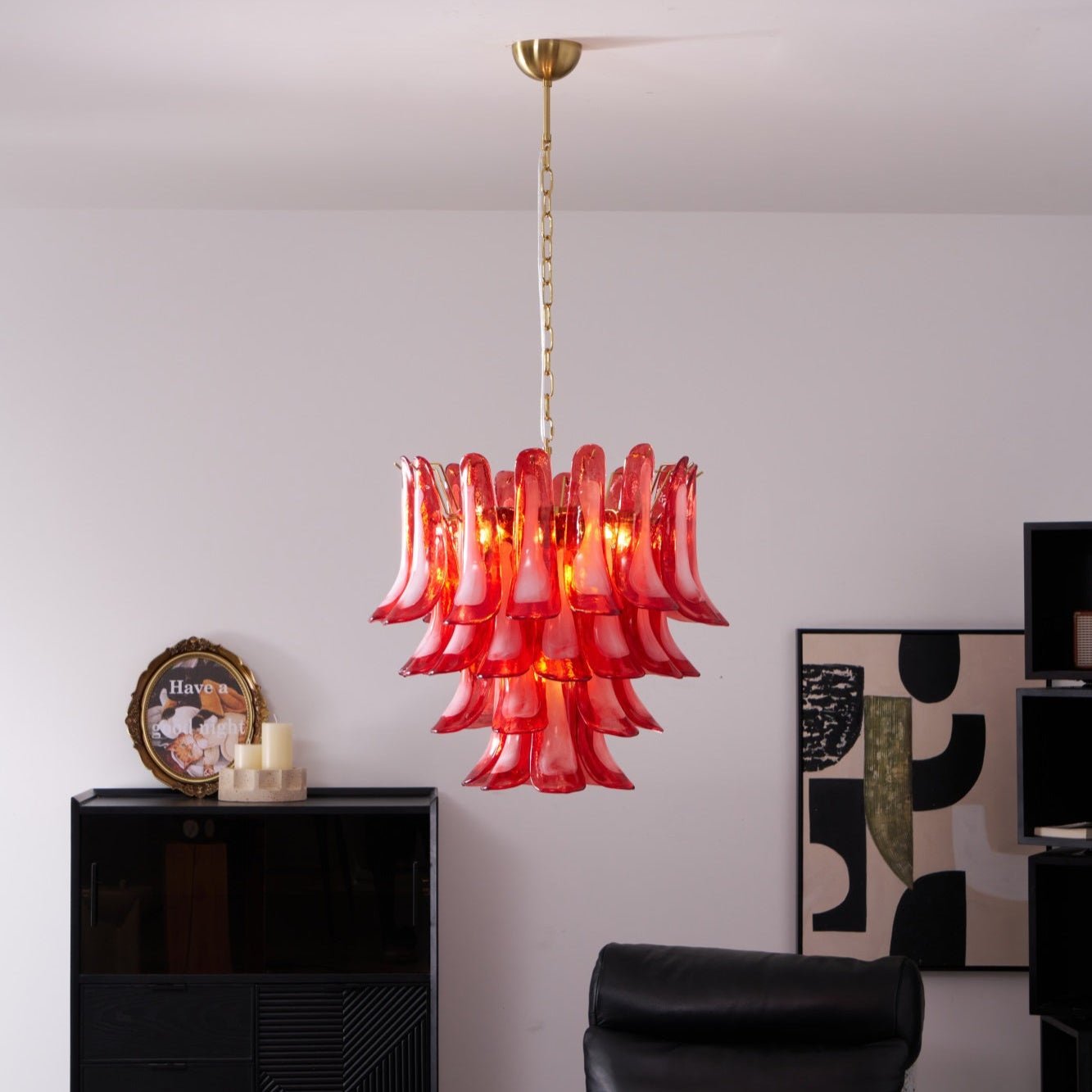Glass Chandelier with Crystal Accents