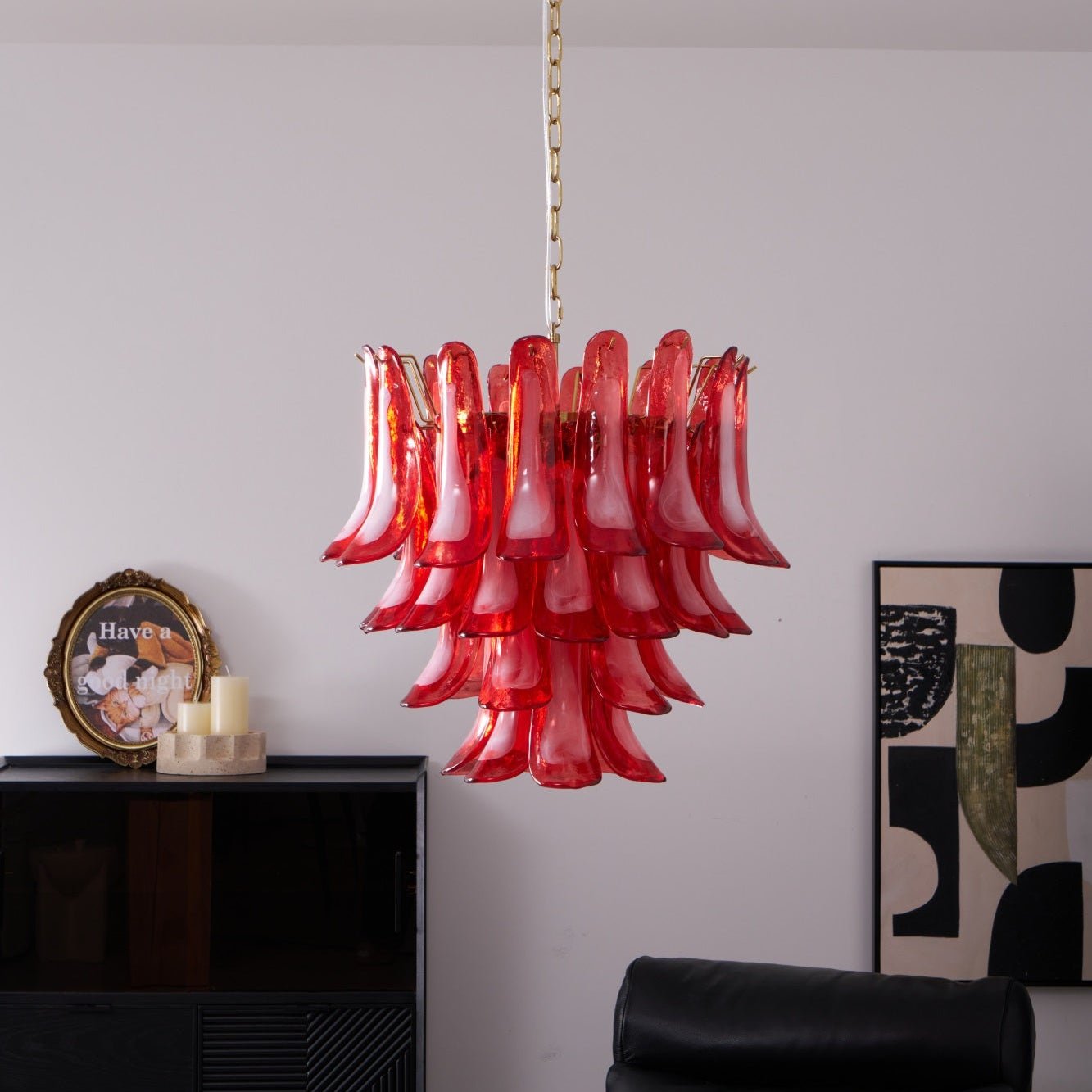Glass Chandelier with Crystal Accents