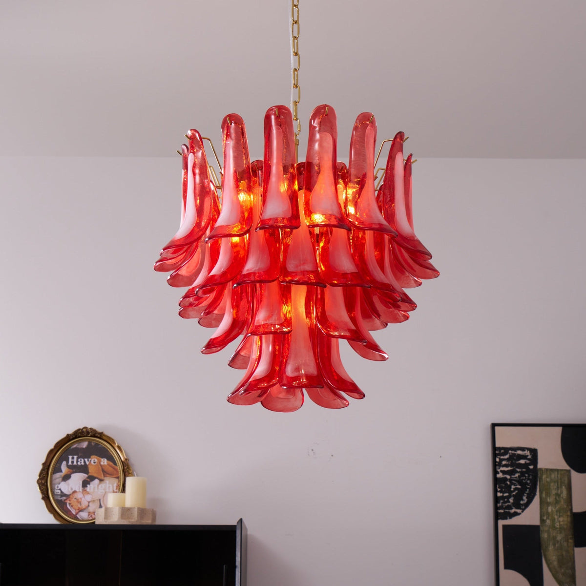 Glass Chandelier with Crystal Accents