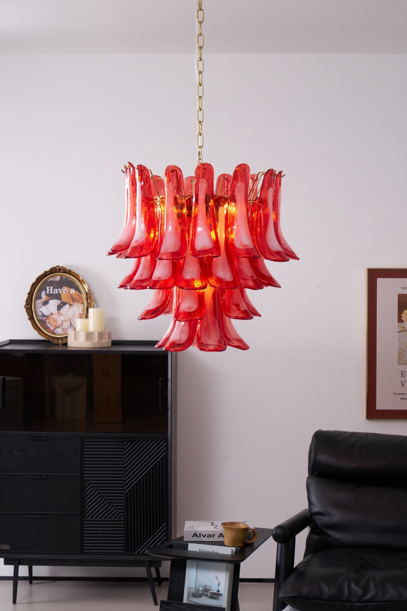 Glass Chandelier with Crystal Accents