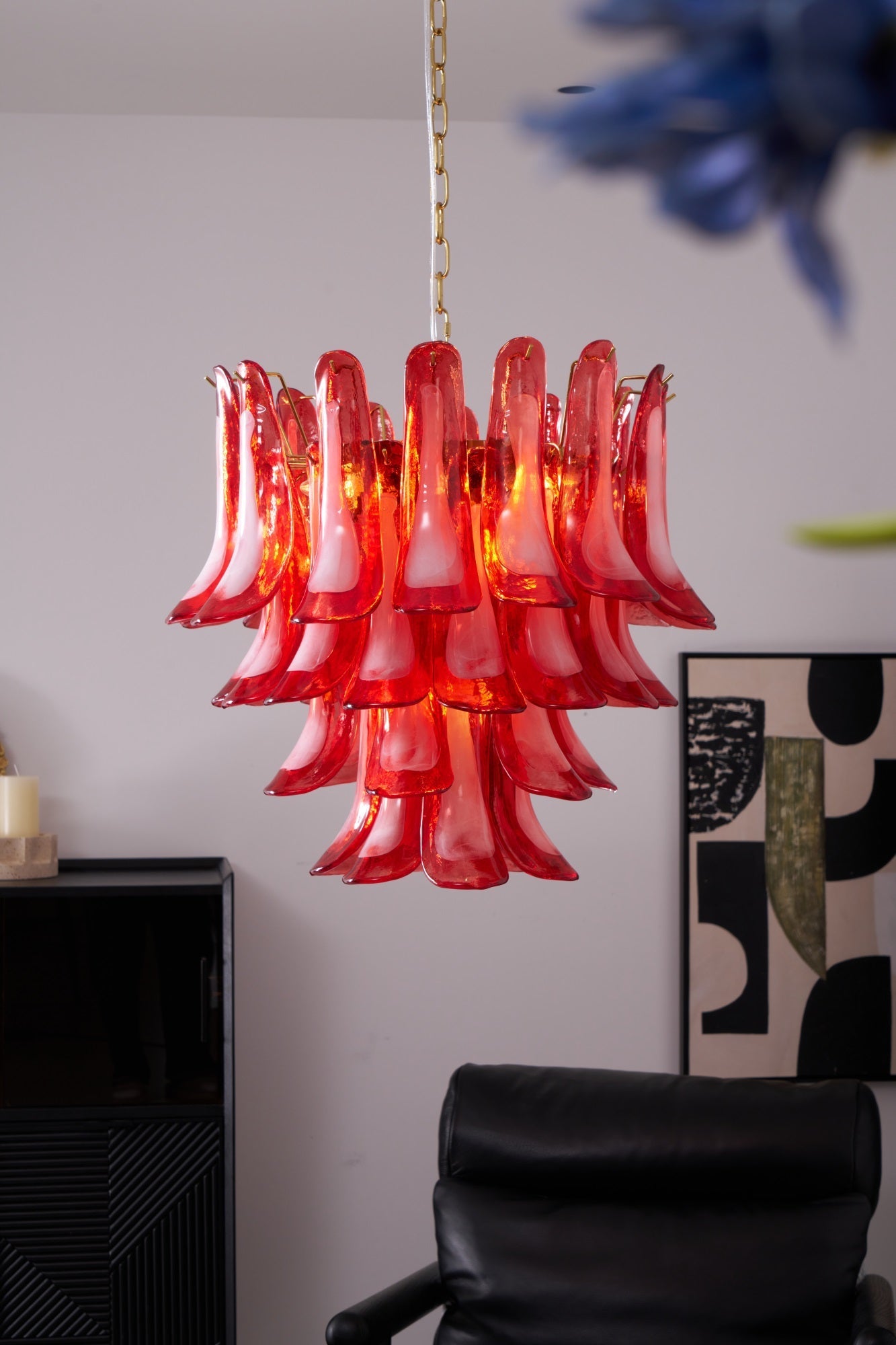 Glass Chandelier with Crystal Accents