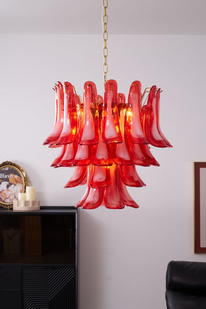 Glass Chandelier with Crystal Accents