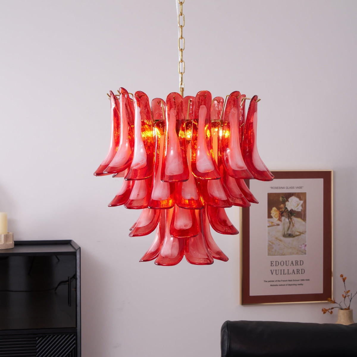 Glass Chandelier with Crystal Accents