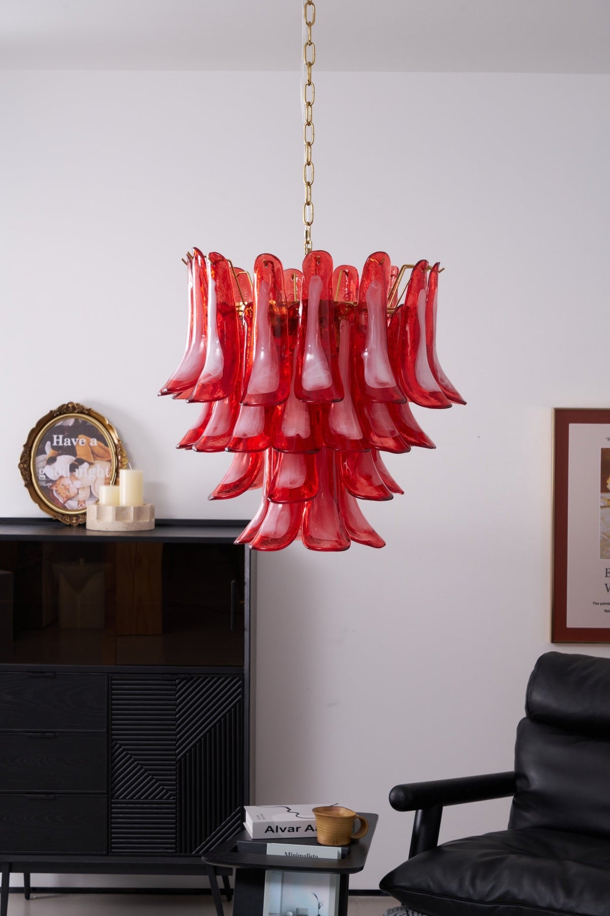 Glass Chandelier with Crystal Accents