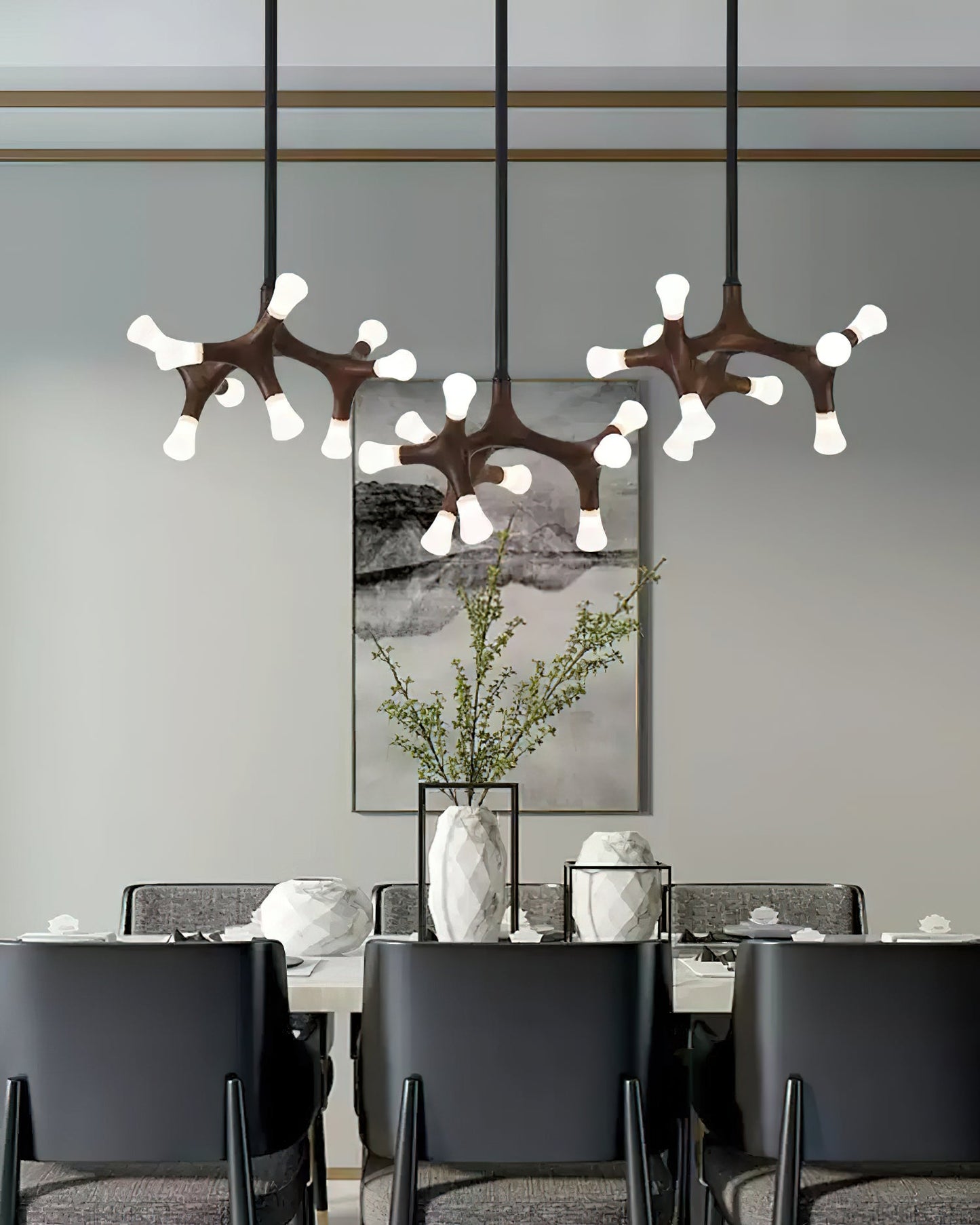 Wood Flower Chandelier with Adjustable Height