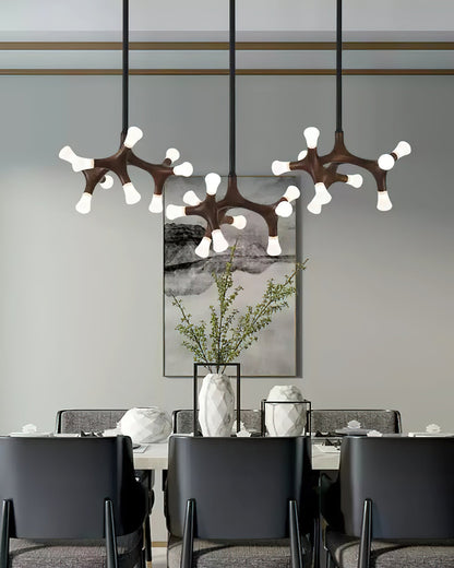 Wood Flower Chandelier with Adjustable Height