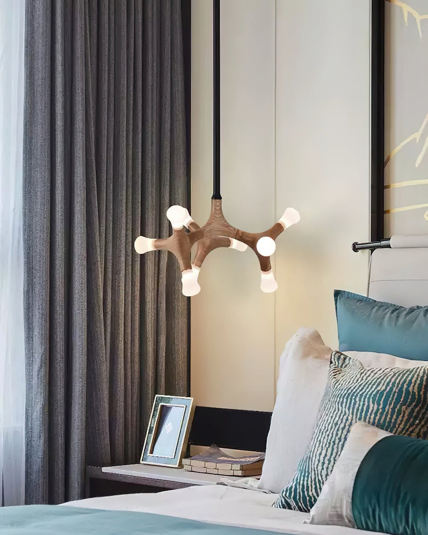 Wood Flower Chandelier with Adjustable Height