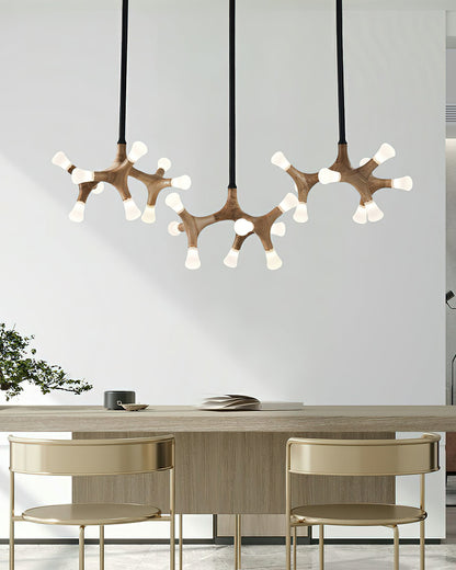 Wood Flower Chandelier with Adjustable Height