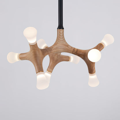 Wood Flower Chandelier with Adjustable Height
