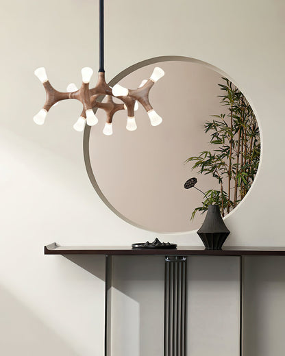 Wood Flower Chandelier with Adjustable Height