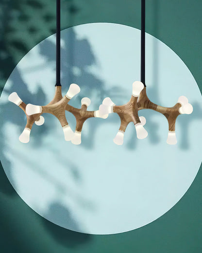 Wood Flower Chandelier with Adjustable Height