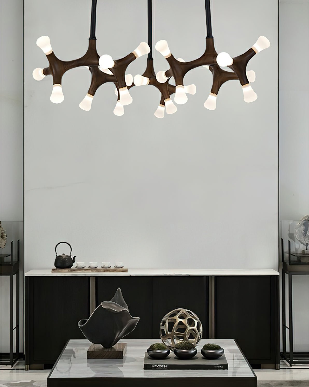 Wood Flower Chandelier with Adjustable Height