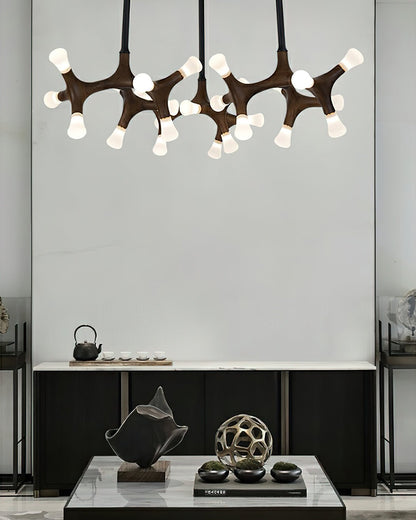 Wood Flower Chandelier with Adjustable Height