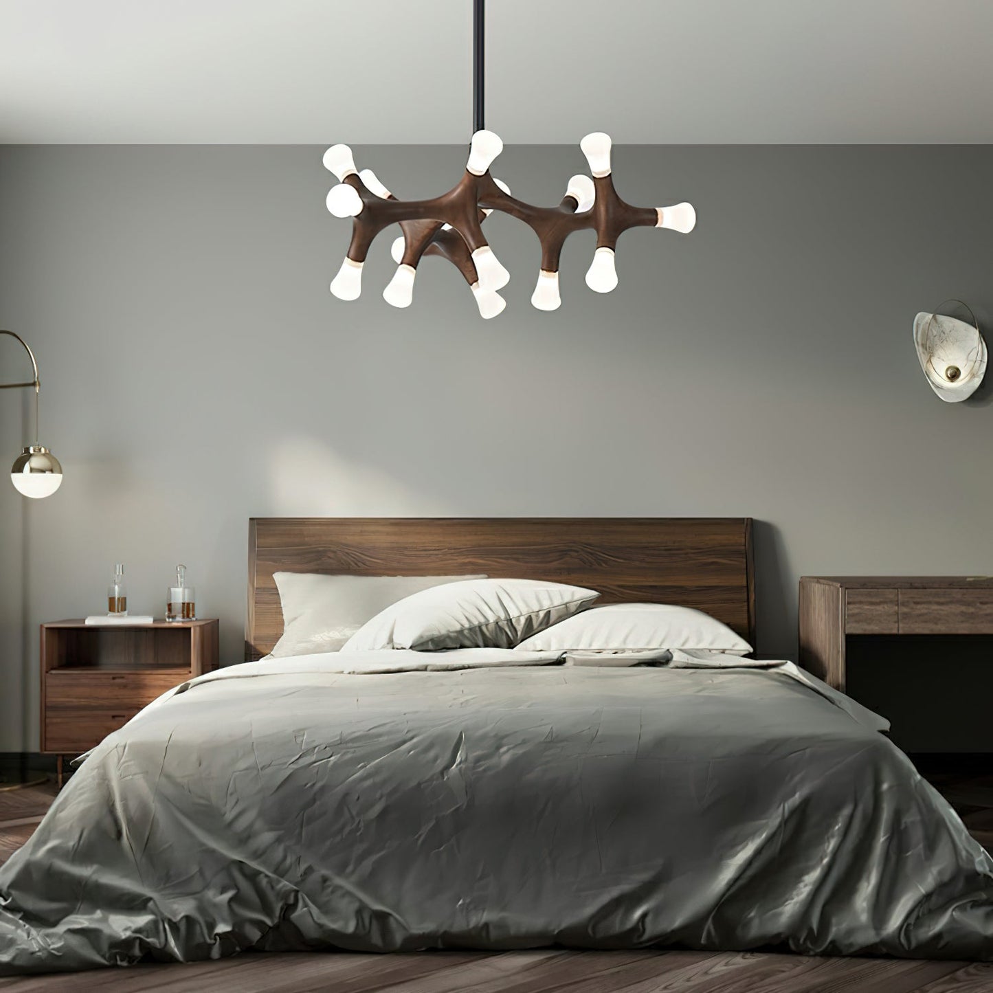 Wood Flower Chandelier with Adjustable Height