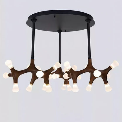 Wood Flower Chandelier with Adjustable Height