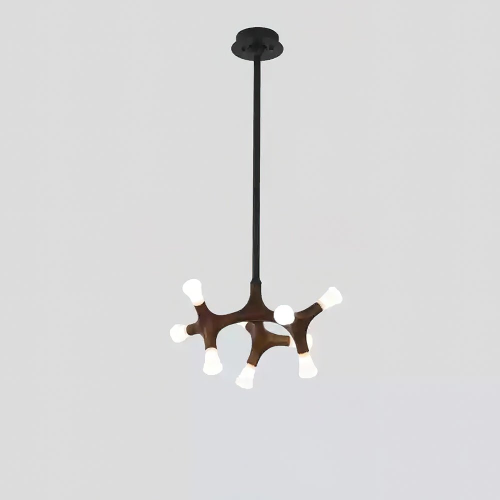 Wood Flower Chandelier with Adjustable Height — side view