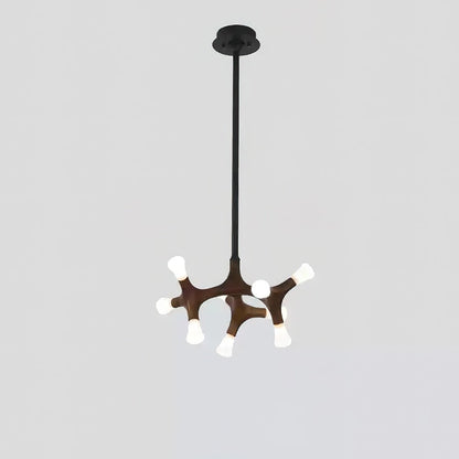 Wood Flower Chandelier with Adjustable Height — side view