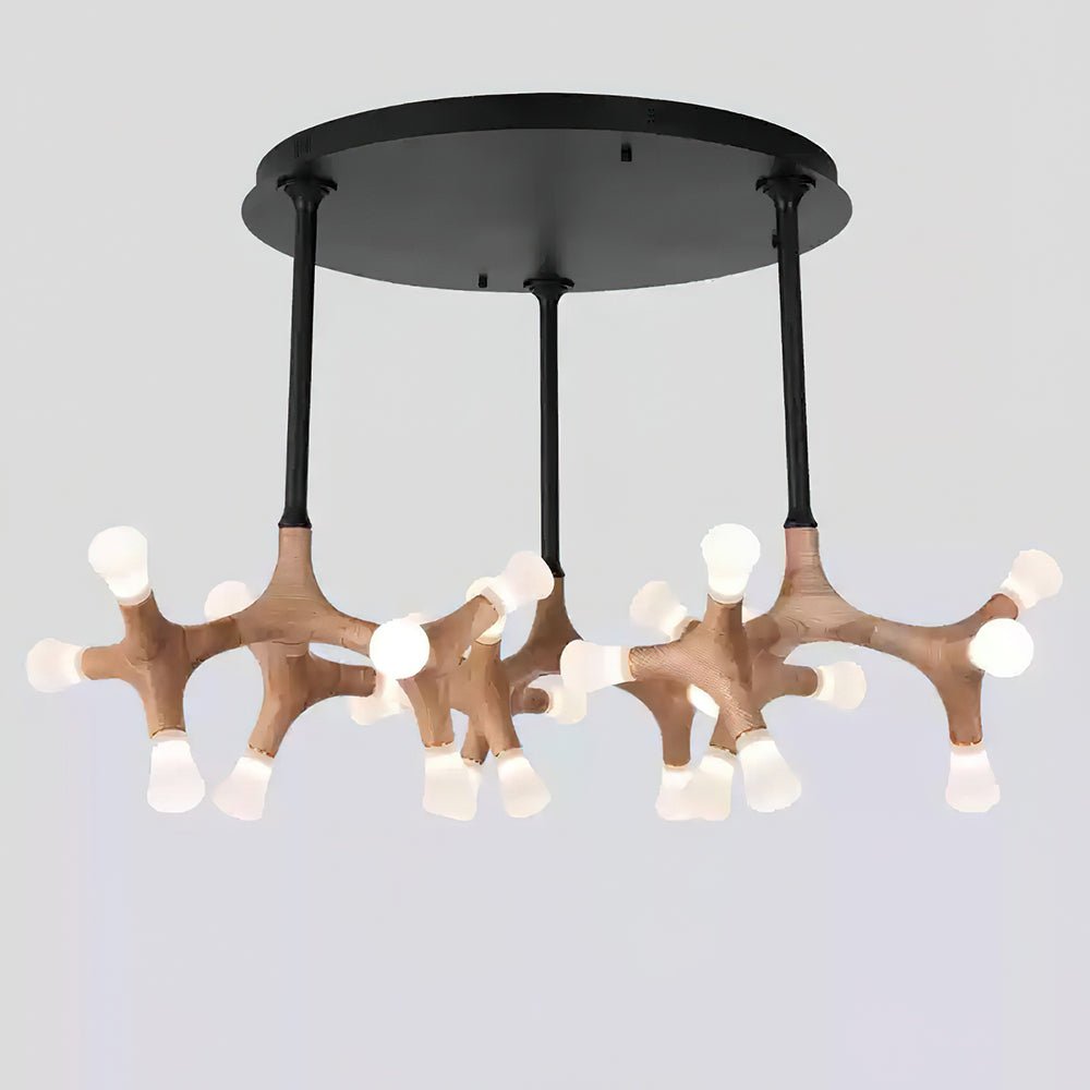 Wood Flower Chandelier with Adjustable Height