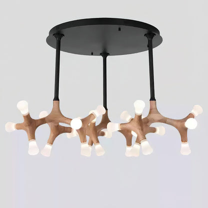 Wood Flower Chandelier with Adjustable Height