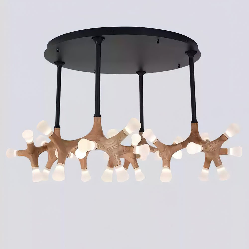 Wood Flower Chandelier with Adjustable Height