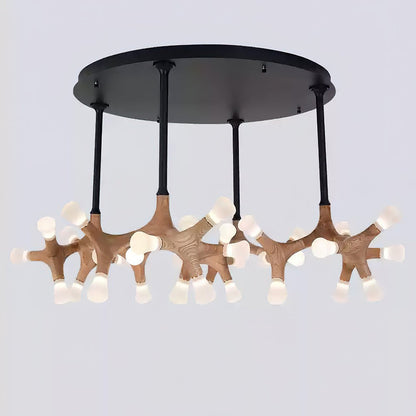 Wood Flower Chandelier with Adjustable Height