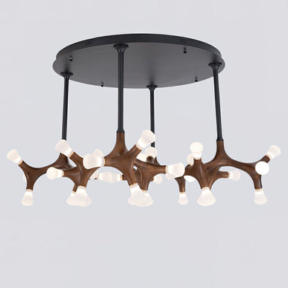 Wood Flower Chandelier with Adjustable Height