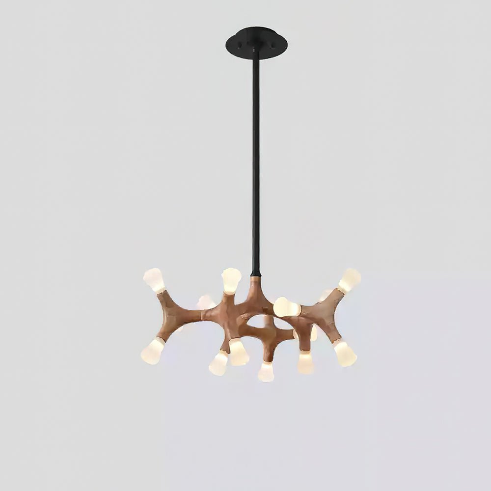 Wood Flower Chandelier with Adjustable Height — detail view