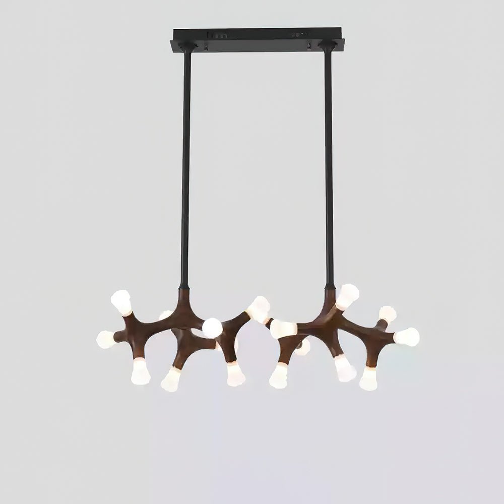 Wood Flower Chandelier with Adjustable Height — front view