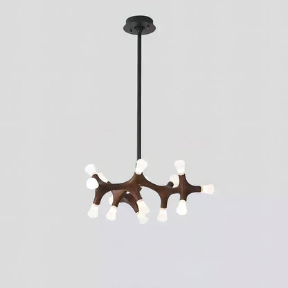 Wood Flower Chandelier with Adjustable Height — alternate angle