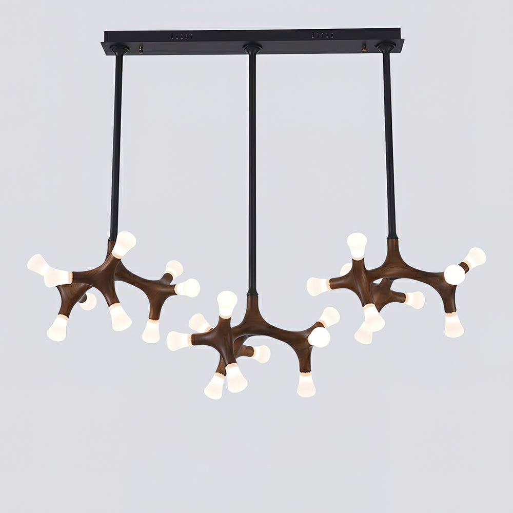 Wood Flower Chandelier with Adjustable Height