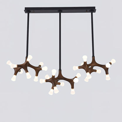 Wood Flower Chandelier with Adjustable Height