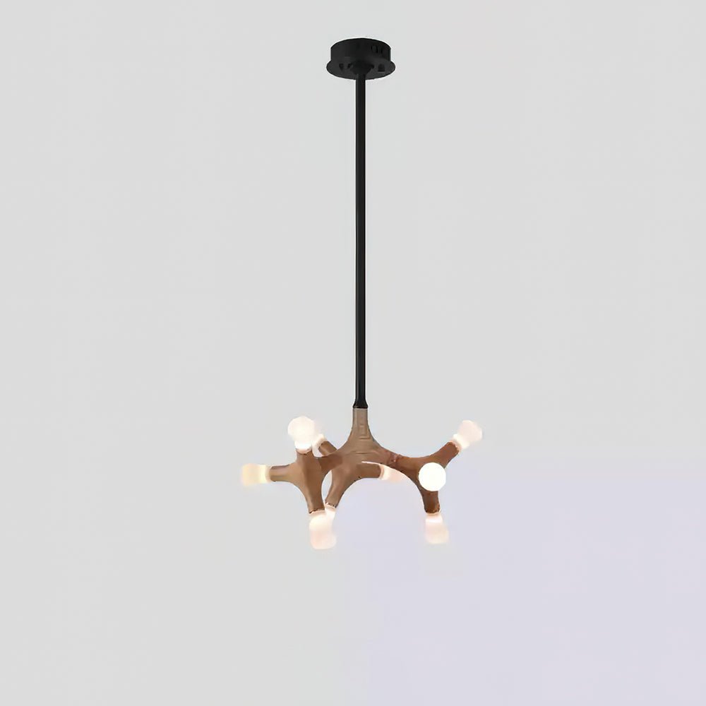Wood Flower Chandelier with Adjustable Height — front view