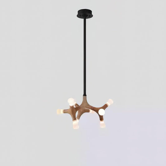 Wood Flower Chandelier with Adjustable Height — front view