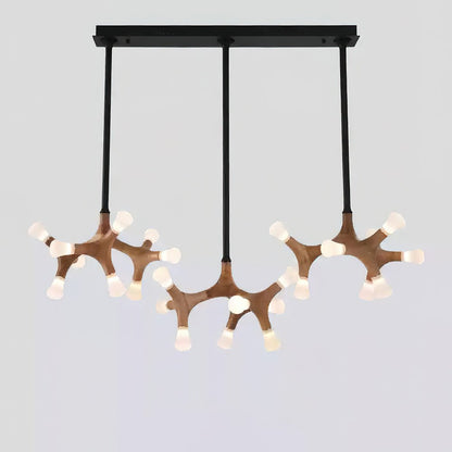 Wood Flower Chandelier with Adjustable Height